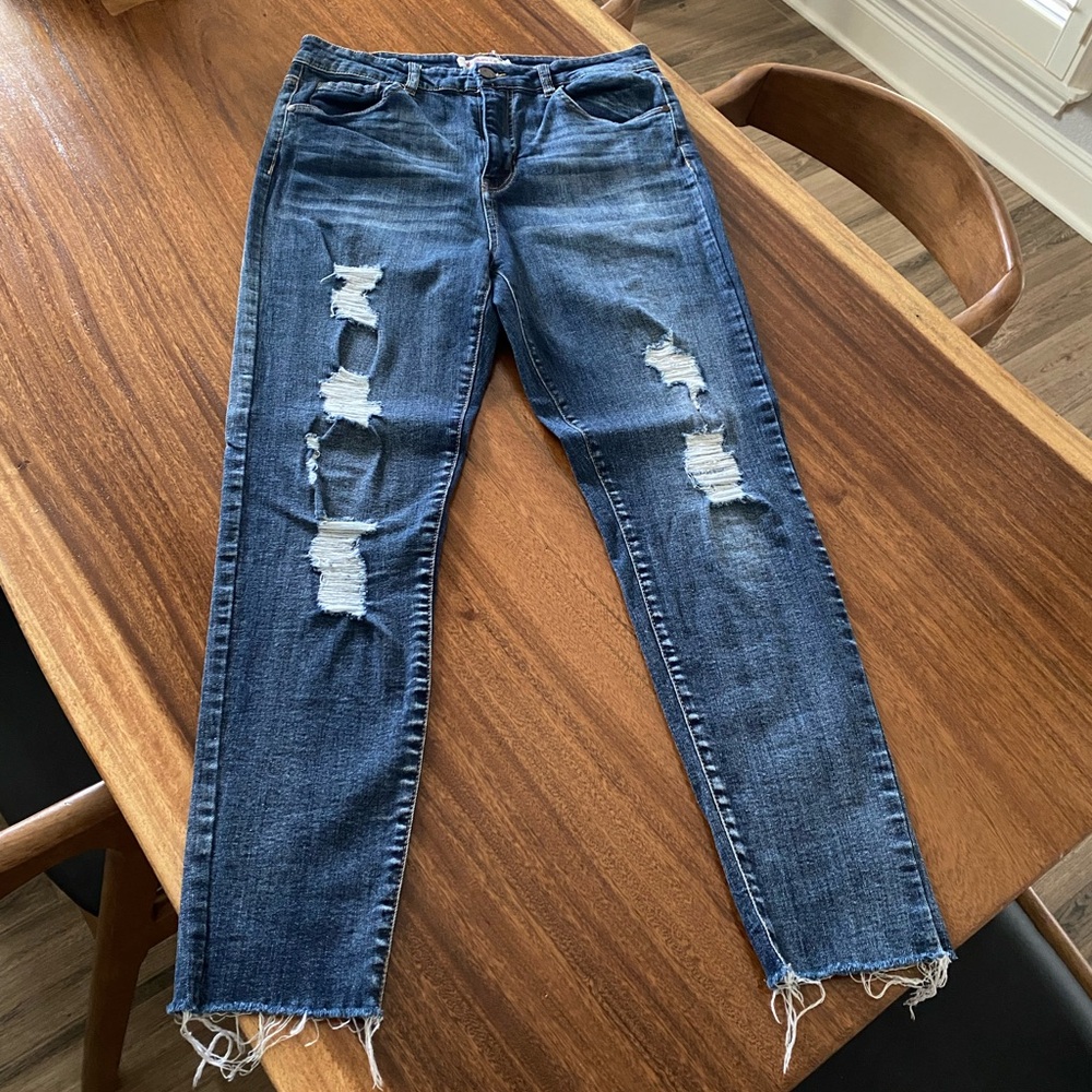 Dollhouse by Macy’s Juniors' Ripped High-Rise Skinny Ankle Jeans
